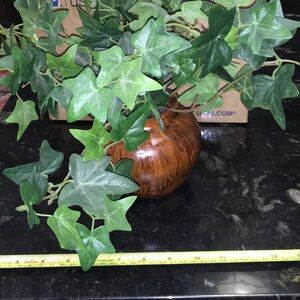 Artificial Ivy Plant in Stained Wood Vase